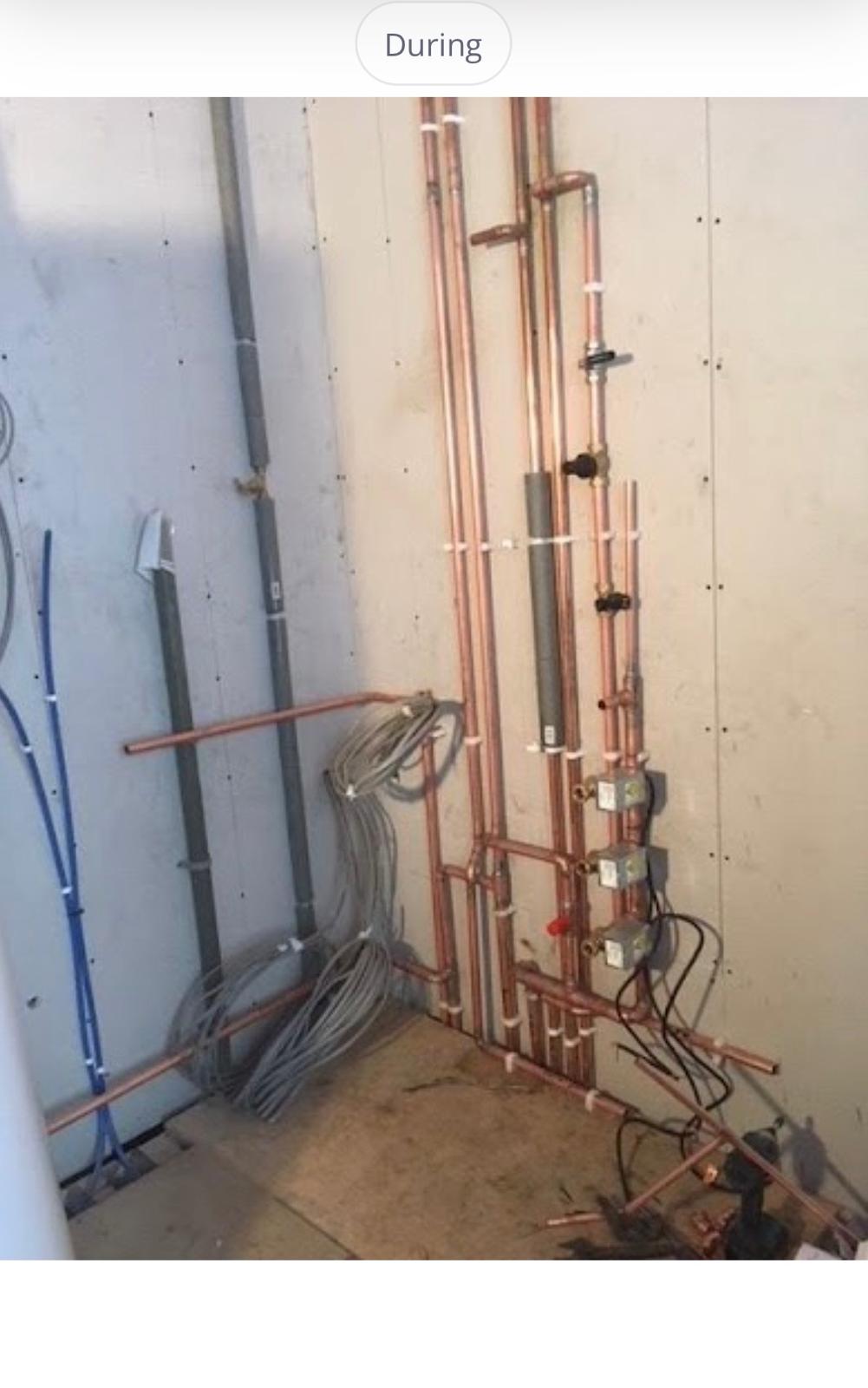 Copper heating pipework during installation